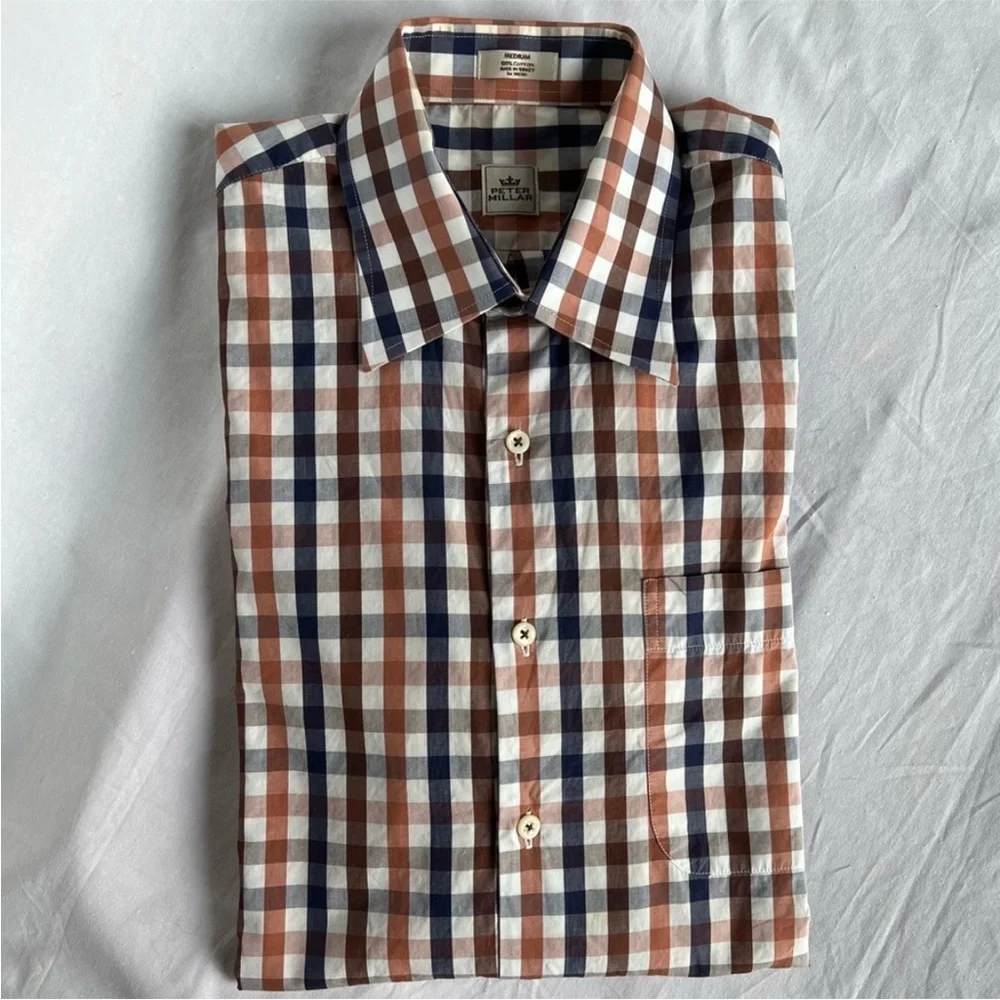 Peter Millar Plaid Check Button Down Mens Size L - Picture 2 of 8
